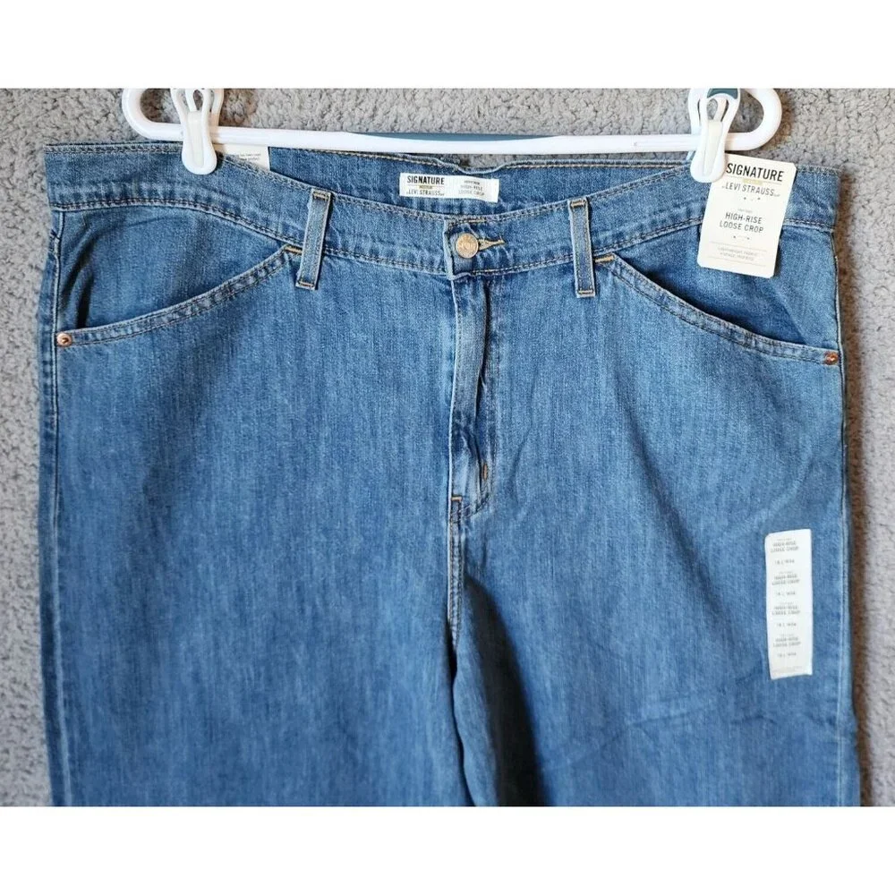 NEW‎ Signature by Levi Strauss Women's Heritage High-Rise Loose Crop Jeans Sz 18